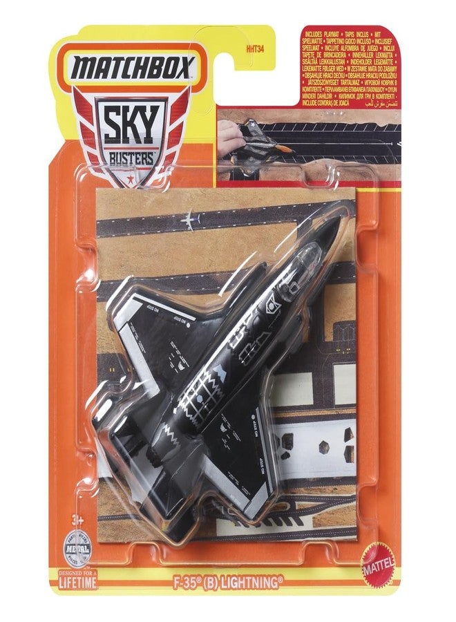 Matchbox Collectible Die-Cast Metal Sky Busters Inspired by Lockheed Martin F-35 Lightning Jet - HVM40 ~ Black and Silver Stealth Combat Fighter Jet Airplane ~ Includes Playmat - Image 5